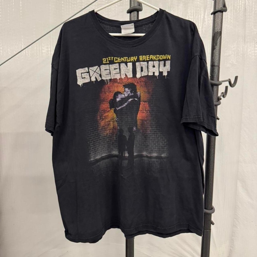 Hanes Heavyweight Green Day 21st Century Breakdown Black Band Tee Mens XXL